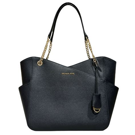 michael kors jet set ns chain tote black patent leather|Michael Kors NS Jet Set Black Chain Tote Bag 38T2XJST3A .